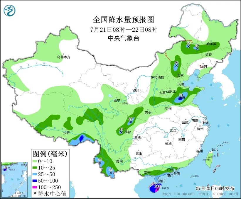 未来三天国内天气预报（7月20日）